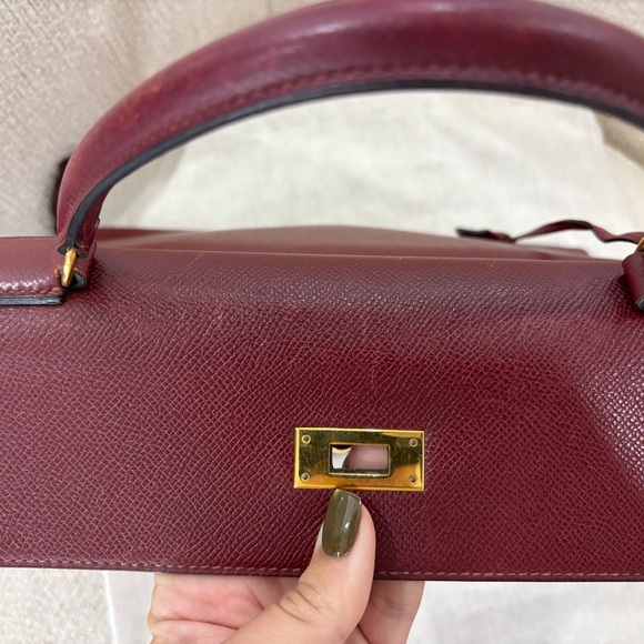 Authentic HERMES KELLY 32 Burgundy Leather courchevel Rouge Ash - Picture 7 of 16